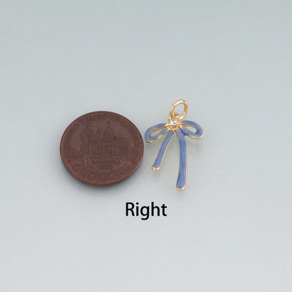 18K Gold Filled Enamel Bow Pendant,Bow Charm Bracelet Necklace for DIY Jewelry Making Supply