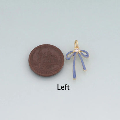 18K Gold Filled Enamel Bow Pendant,Bow Charm Bracelet Necklace for DIY Jewelry Making Supply