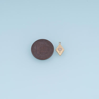 Mini Rhombus Pendant ,14K Gold Natural Stone Charm DIY Charm for Necklace Bracelet Making