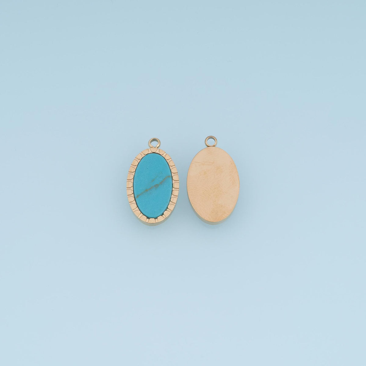 Oval Pendant ,14K Gold Natural Stone Charm DIY Charm for Necklace Bracelet Making
