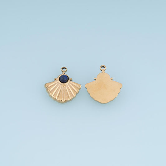 Scallop Shell Pendant ,14K Gold Natural Stone Charm DIY Charm for Necklace Bracelet Making