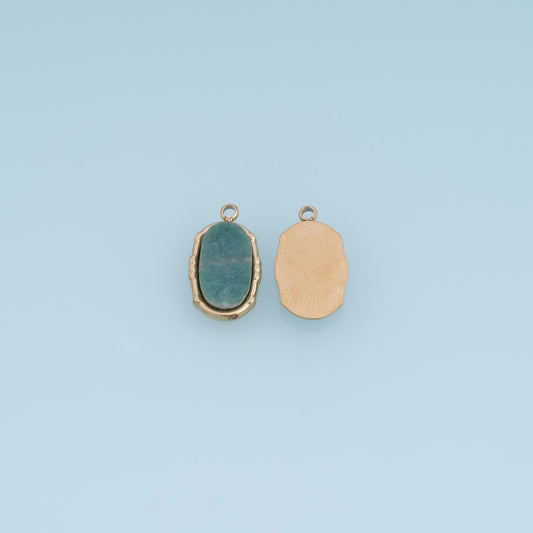 Oval Pendant ,14K Gold Natural Stone Charm DIY Charm for Necklace Bracelet Making
