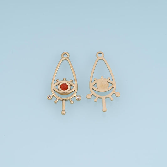 Cutout Evil Eye Pendant ,14K Gold Natural Stone Charm DIY Charm for Necklace Bracelet Making