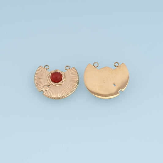 Fan Shell Pendant ,14K Gold Natural Stone Charm DIY Charm for Necklace Bracelet Making