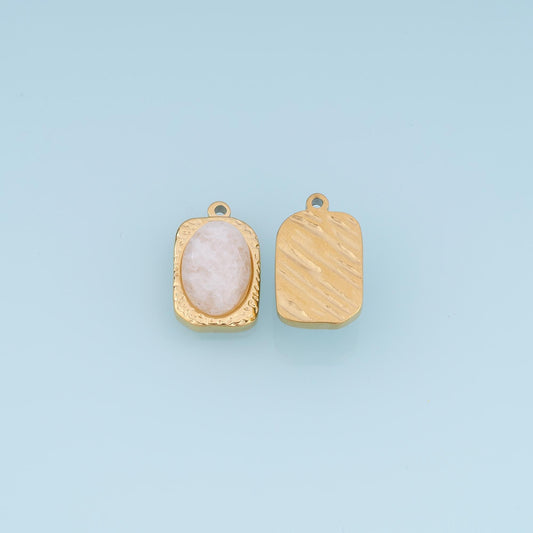 Rectangle Pendant ,14K Gold Natural Stone Charm DIY Charm for Necklace Bracelet Making