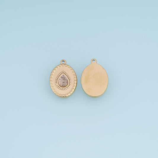 Teardrop Pendant ,14K Gold Natural Stone Charm DIY Charm for Necklace Bracelet Making