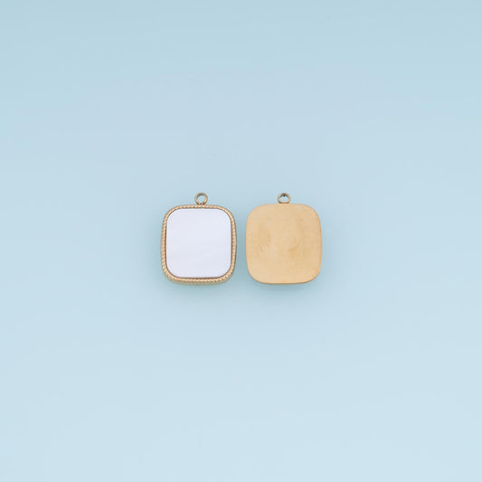 Square Pendant ,14K Gold Natural Stone Charm DIY Charm for Necklace Bracelet Making