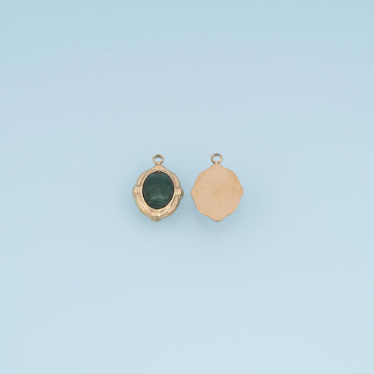 Oval Pendant ,14K Gold Natural Stone Charm DIY Charm for Necklace Bracelet Making
