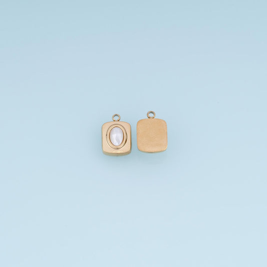 Rectangle Pendant ,14K Gold Natural Stone Charm DIY Charm for Necklace Bracelet Making