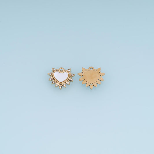 Heart Pendant ,14K Gold Natural Stone Charm DIY Charm for Necklace Bracelet Making