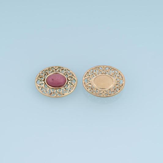 Cutout Oval Pendant ,14K Gold Natural Stone Charm DIY Charm for Necklace Bracelet Making