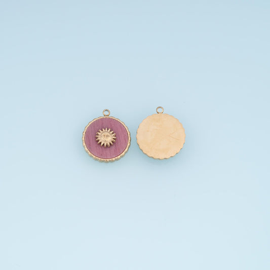 Sun Round Pendant ,14K Gold Natural Stone Charm DIY Charm for Necklace Bracelet Making