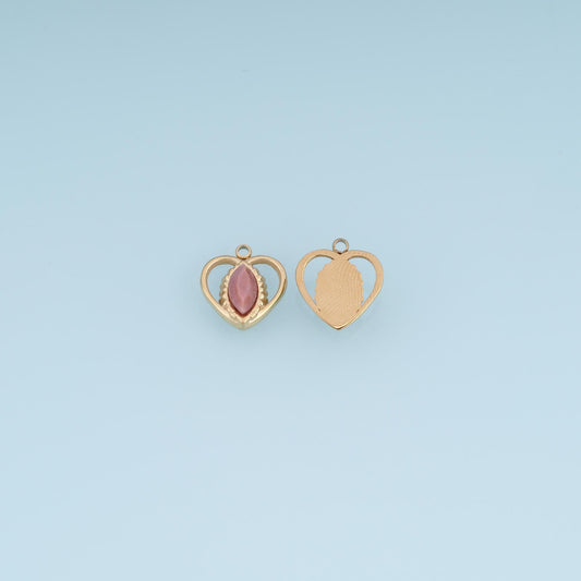 Cutout Hear Pendant ,14K Gold Natural Stone Charm DIY Charm for Necklace Bracelet Making