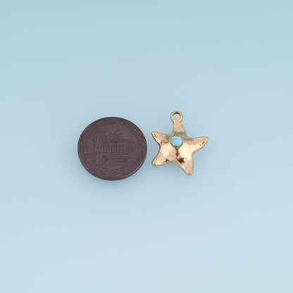 Starfish Pendant ,14K Gold Natural Stone Charm DIY Charm for Necklace Bracelet Making