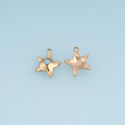 Starfish Pendant ,14K Gold Natural Stone Charm DIY Charm for Necklace Bracelet Making