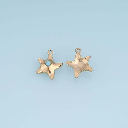 Starfish Pendant ,14K Gold Natural Stone Charm DIY Charm for Necklace Bracelet Making