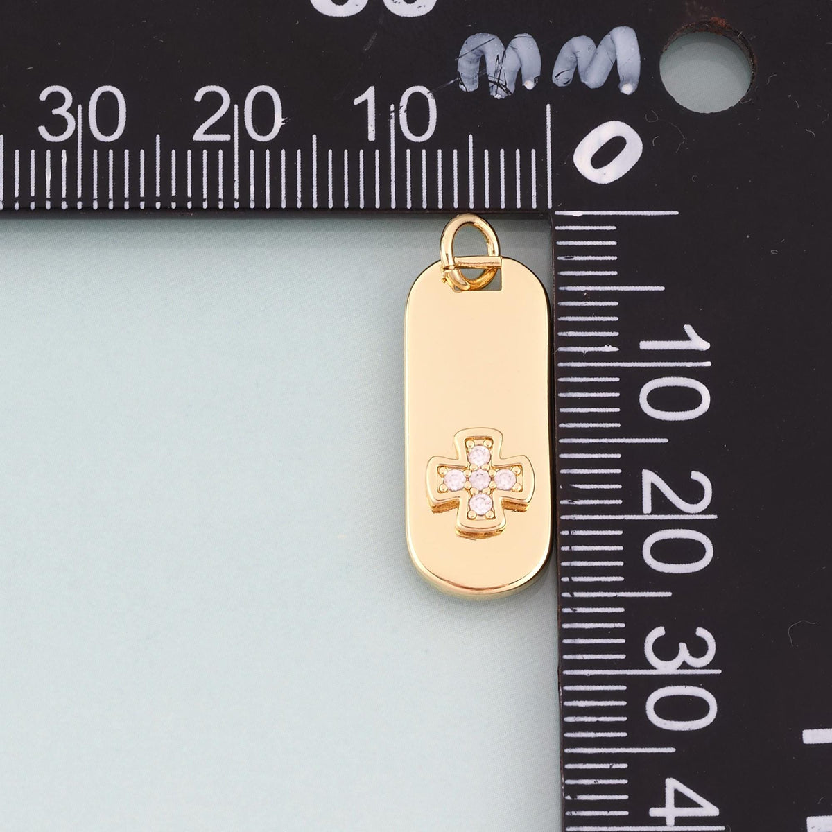 18K Gold Filled Cubic Zirconia Cross Charm Pendant for Jewelry Making