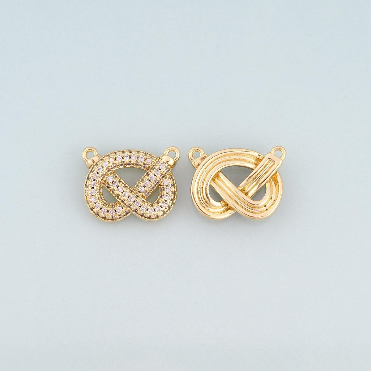 Gold Pave CZ Pretzel Connector,18K Gold Filled Exquisite Connector Charm Bracelet Necklace for DIY Jewelry Making Supply