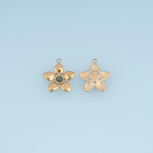 Flower Pendant ,14K Gold Natural Stone Charm DIY Charm for Necklace Bracelet Making