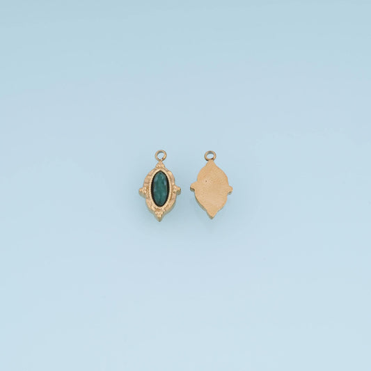 Retro Oval Pendant ,14K Gold Natural Stone Charm DIY Charm for Necklace Bracelet Making