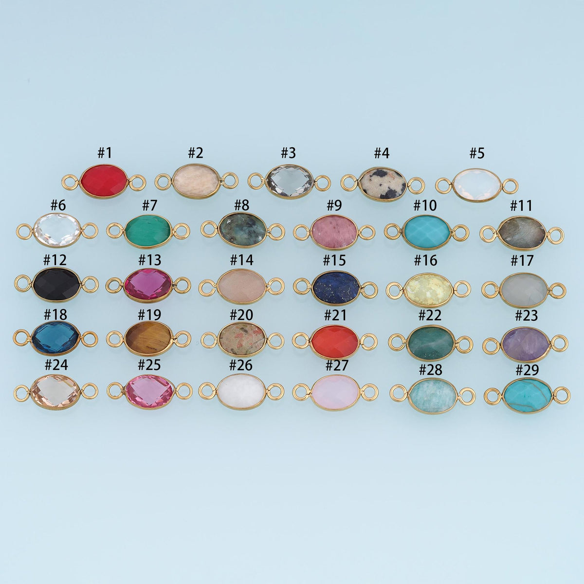 Oval Connector ,14K Gold Natural Stone Connector Charm DIY Charm for Necklace Bracelet Making