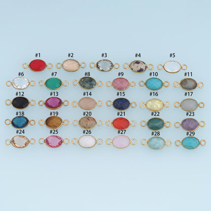 Oval Connector ,14K Gold Natural Stone Connector Charm DIY Charm for Necklace Bracelet Making