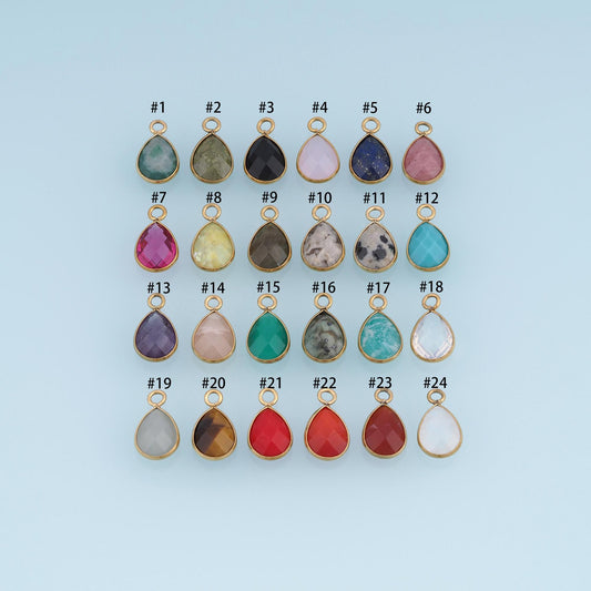 Teardrop Pendant,14K Gold Natural Stone Charm DIY Charm for Necklace Bracelet Making