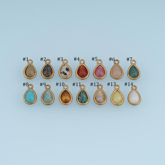 Teardrop Pendant,14K Gold Natural Stone Charm DIY Charm for Necklace Bracelet Making