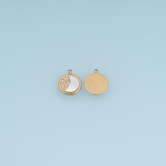 Shell Moon Pendant ,14K Gold Exquisite Charm DIY Charm for Necklace Bracelet Making