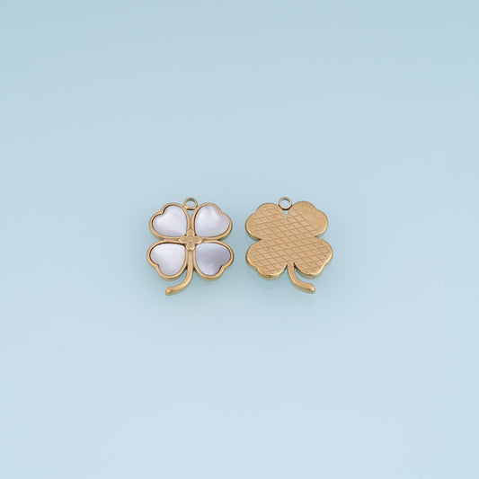 Shell Four Clover Pendant ,14K Gold Lucky Pendant Charm DIY Charm for Necklace Bracelet Making