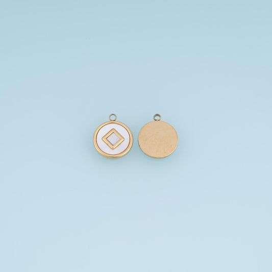 Shell Copper Coin Pendant ,14K Gold Financial Fortune Charm DIY Charm for Necklace Bracelet Making