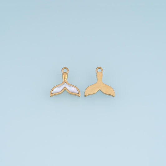 Shell Whale Tail Pendant ,14K Gold Exquisite Charm DIY Charm for Necklace Bracelet Making