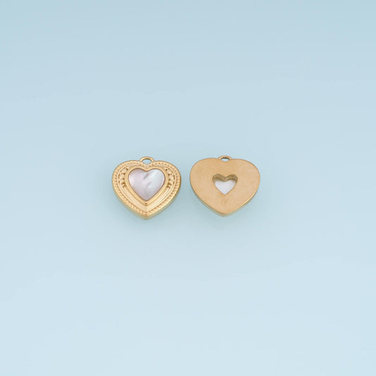 Shell Heart Pendant ,14K Gold Exquisite Charm DIY Charm for Necklace Bracelet Making