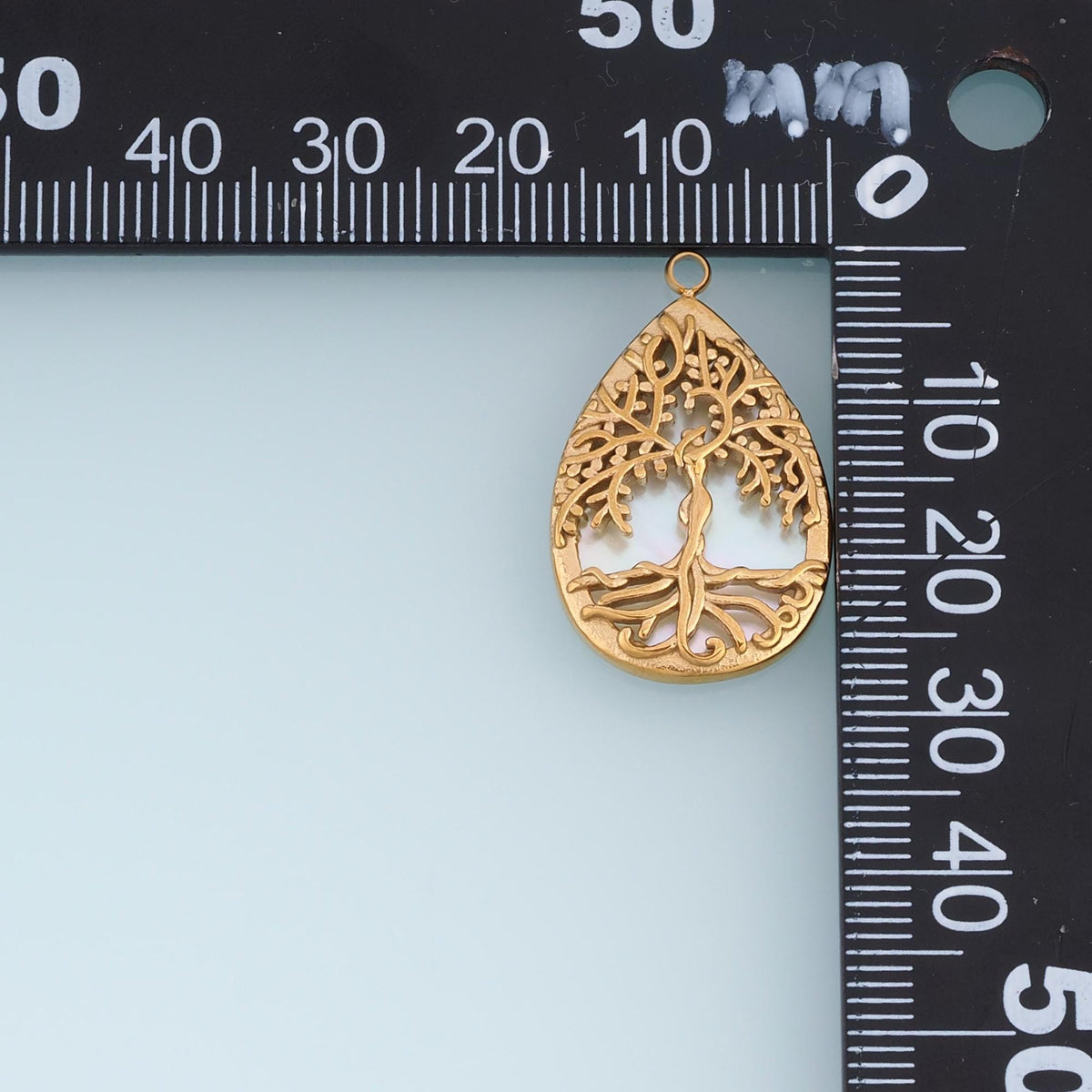 Shell Cutout Tree of Life Pendant ,14K Gold Exquisite Teardrop Charm DIY Charm for Necklace Bracelet Making