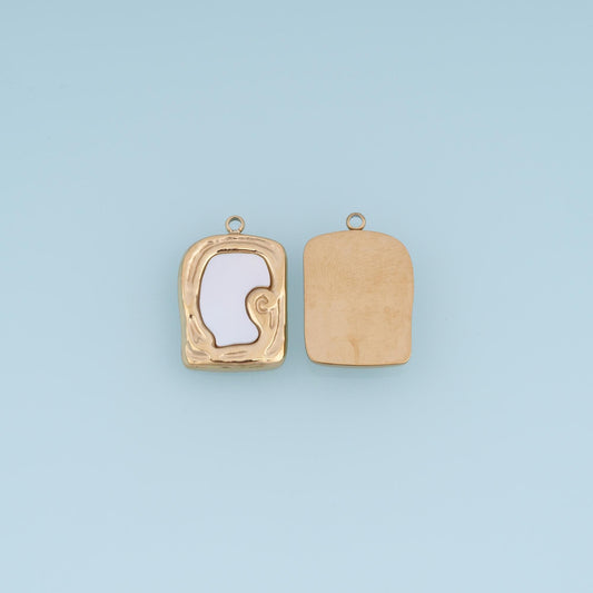 Shell Rectangle Pendant ,14K Gold Exquisite Charm DIY Charm for Necklace Bracelet Making