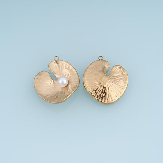 Pearl Lotus Leaf Pendant ,14K Gold Exquisite Charm DIY Charm for Necklace Bracelet Making