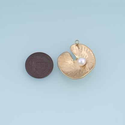 Pearl Leaf Charm Pendant for Jewelry Making