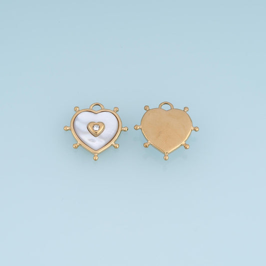 Shell Heart Pendant ,14K Gold Exquisite Charm DIY Charm for Necklace Bracelet Making