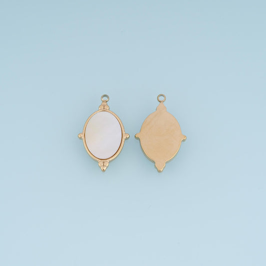 Shell Oval Pendant ,14K Gold Exquisite Charm DIY Charm for Necklace Bracelet Making