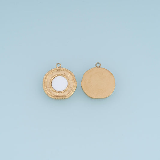 Shell Round Pendant ,14K Gold Exquisite Charm DIY Charm for Necklace Bracelet Making