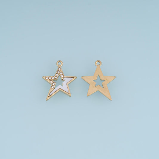 Shell Star Pendant ,14K Gold Exquisite Charm DIY Charm for Necklace Bracelet Making