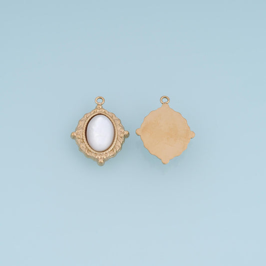 Shell Oval Pendant ,14K Gold Exquisite Charm DIY Charm for Necklace Bracelet Making