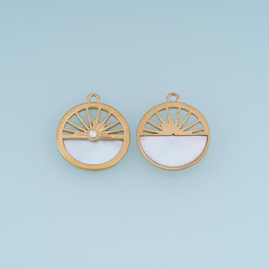 Shell Sunrise Pendant ,14K Gold Exquisite Charm DIY Charm for Necklace Bracelet Making