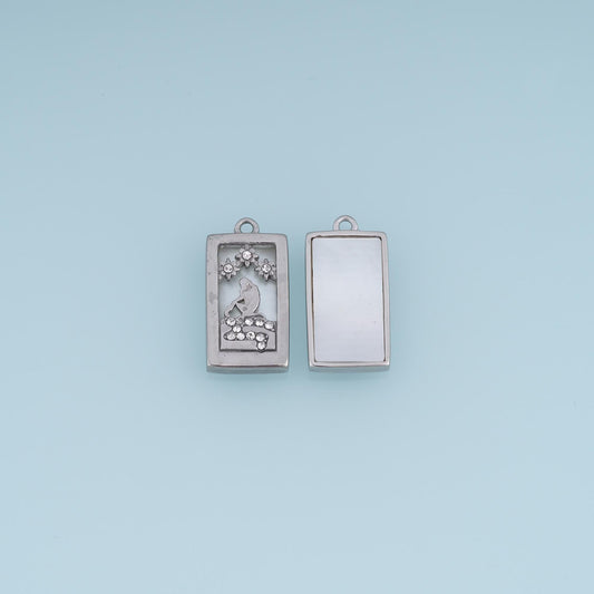 Shell Monkey Pendant ,Silver Exquisite Rectangle Charm DIY Charm for Necklace Bracelet Making