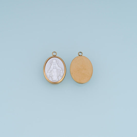 Shell Our Lady Oval Pendant ,14K Gold Exquisite Charm DIY Charm for Necklace Bracelet Making