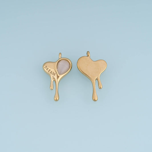 Shell Melting Heart Pendant ,14K Gold Exquisite Charm DIY Charm for Necklace Bracelet Making