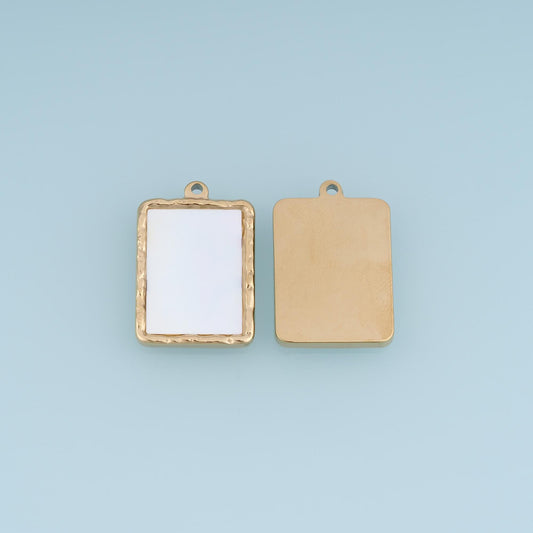 Shell Rectangle Pendant ,14K Gold Exquisite Charm DIY Charm for Necklace Bracelet Making