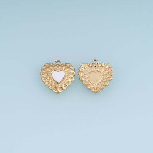 Shell Hammered Heart Pendant ,14K Gold Exquisite Charm DIY Charm for Necklace Bracelet Making
