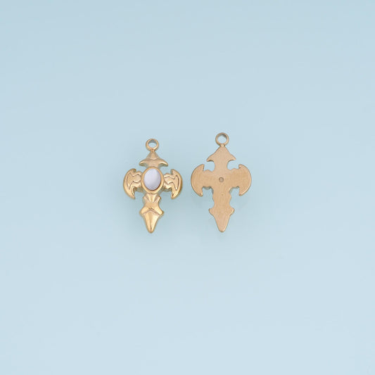 Shell Iris Cross Pendant ,14K Gold Exquisite Charm DIY Charm for Necklace Bracelet Making