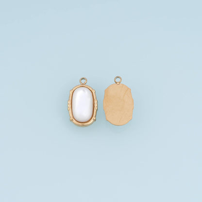 Pearl Oval Charm Pendant for Jewelry Making